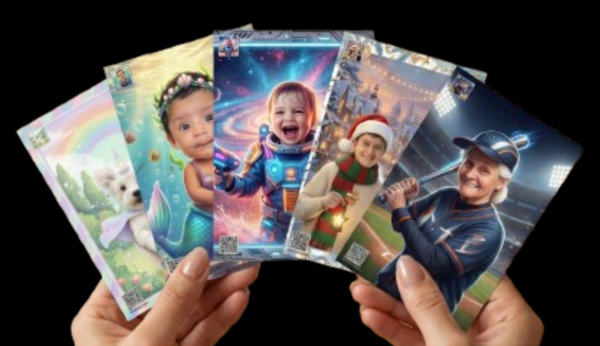 Themed photo card game with illustrated themes