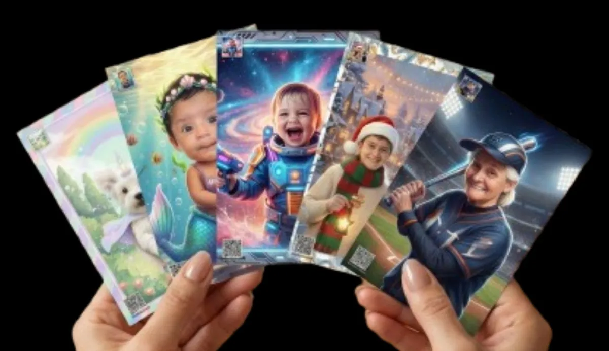 Themed PhotoMatchFun cards illustrated from family photos