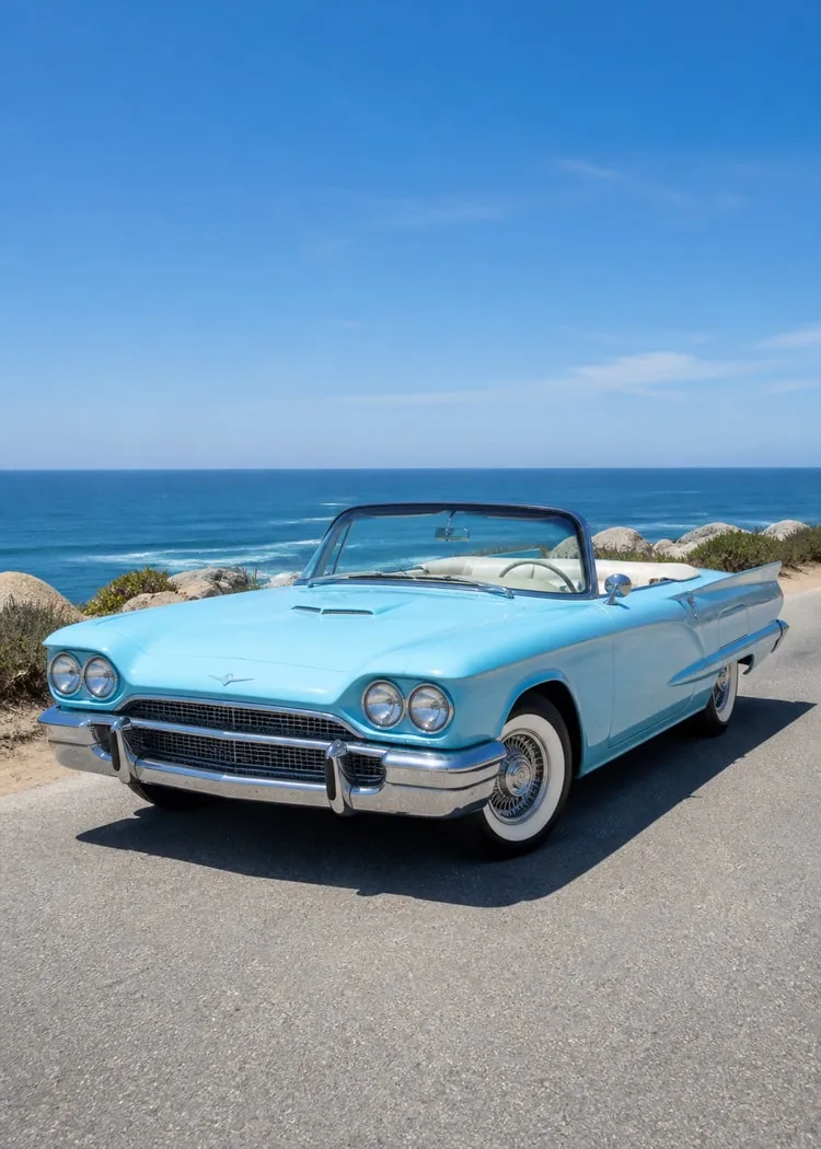 Blue 1960s convertible