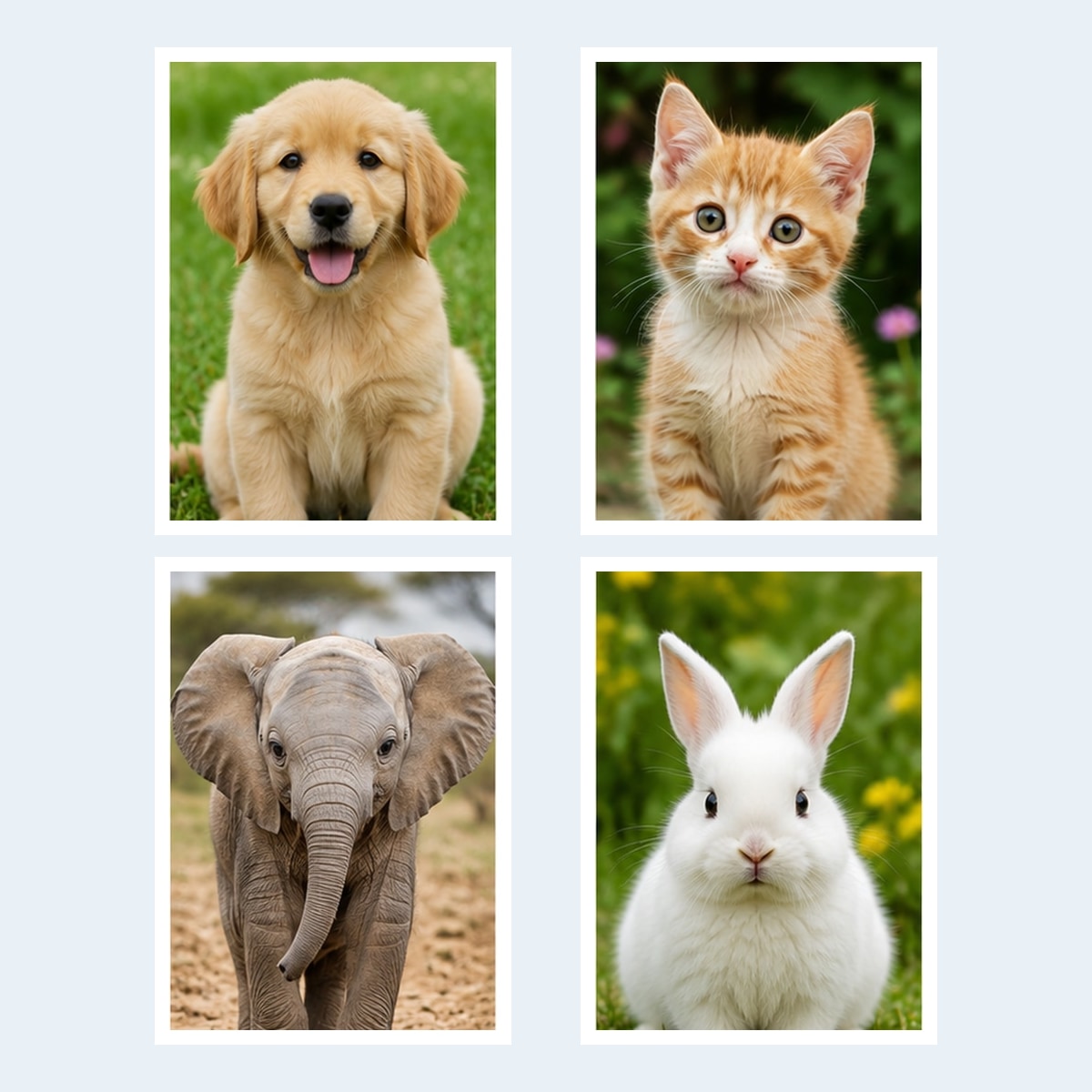 Baby Animals pre-filled PhotoMatchFun matching cards