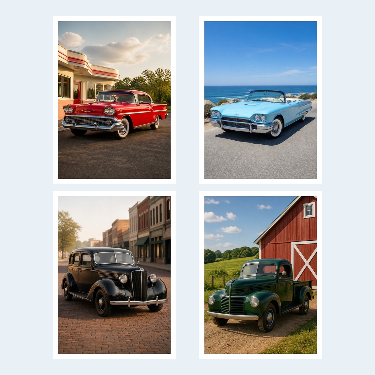 Classic Cars pre-filled PhotoMatchFun matching cards