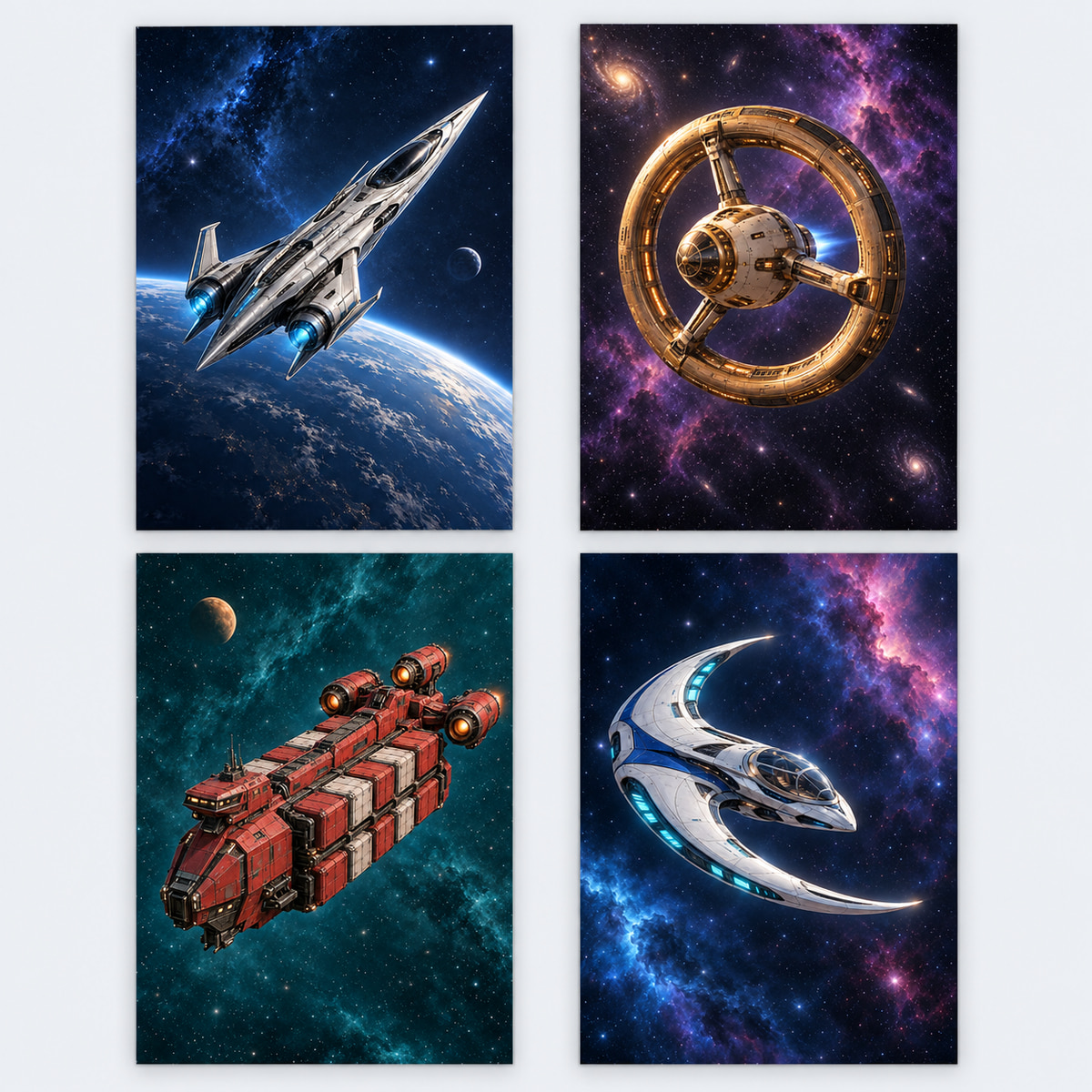 Spaceships pre-filled PhotoMatchFun matching cards