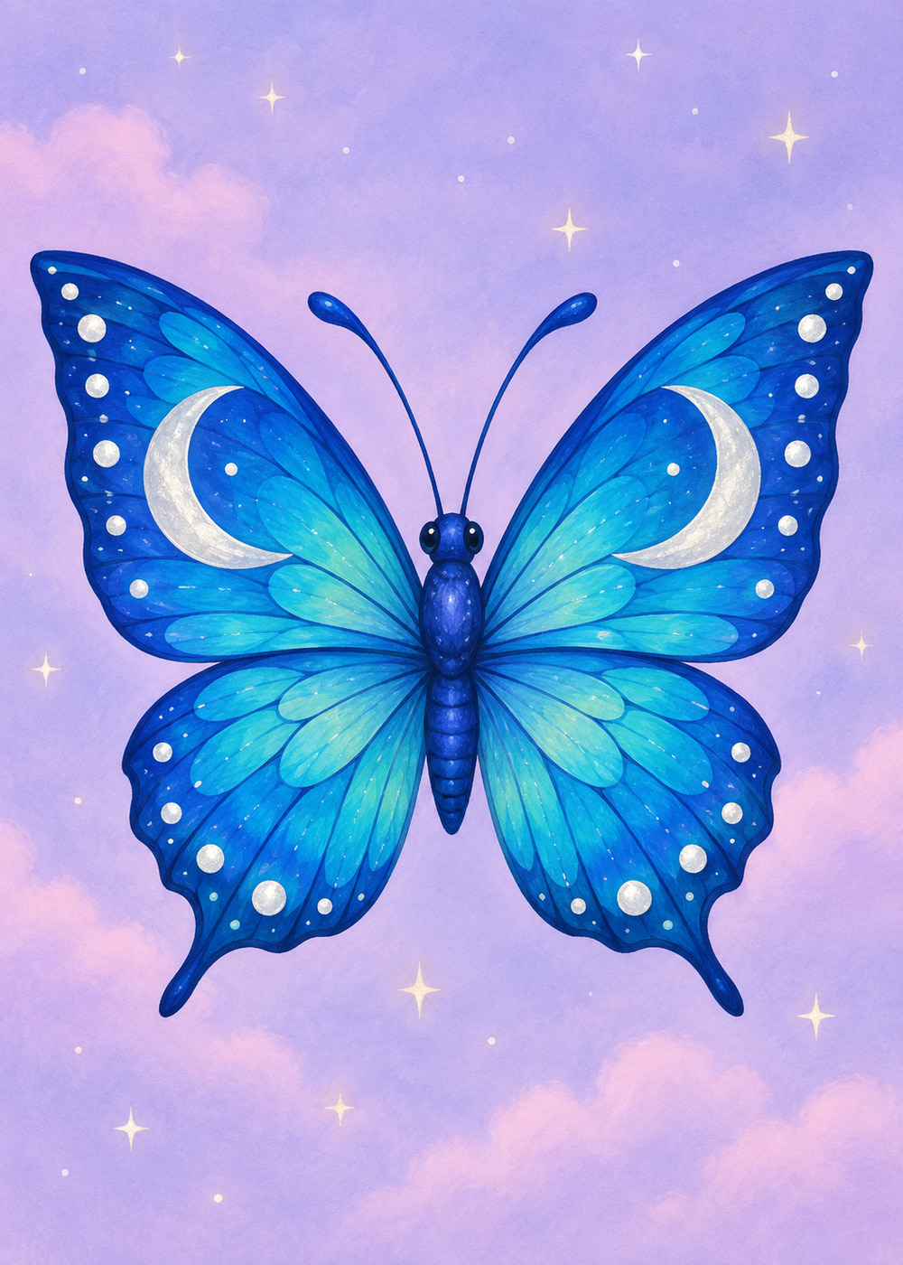 Blue butterfly with silver crescent patterns