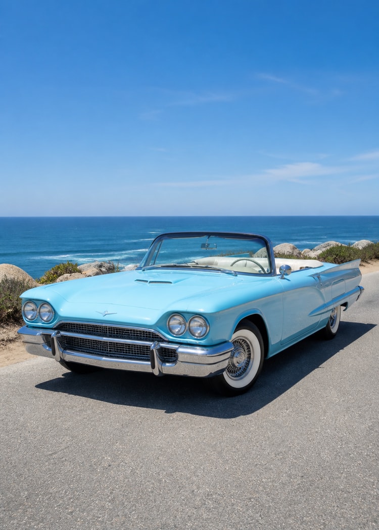 Blue 1960s convertible