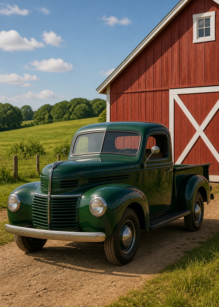 Green 1940s farm pickup