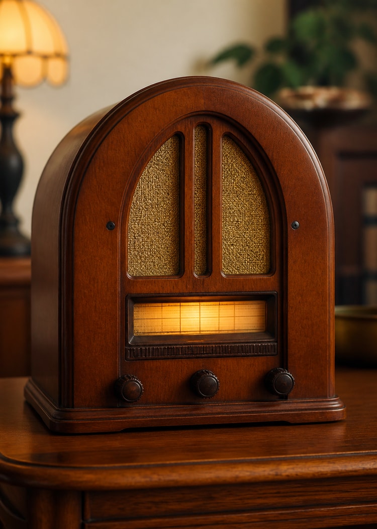 Wooden tabletop radio