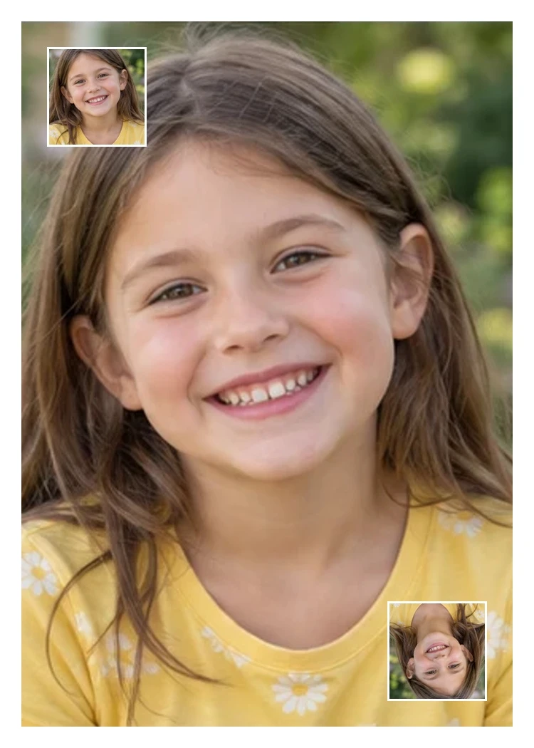 Example photo card 5, with white borders and matching corner photos