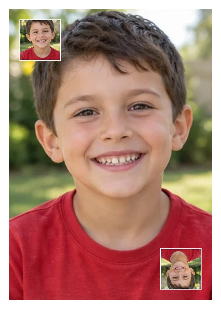Example photo card 6, with white borders and matching corner photos