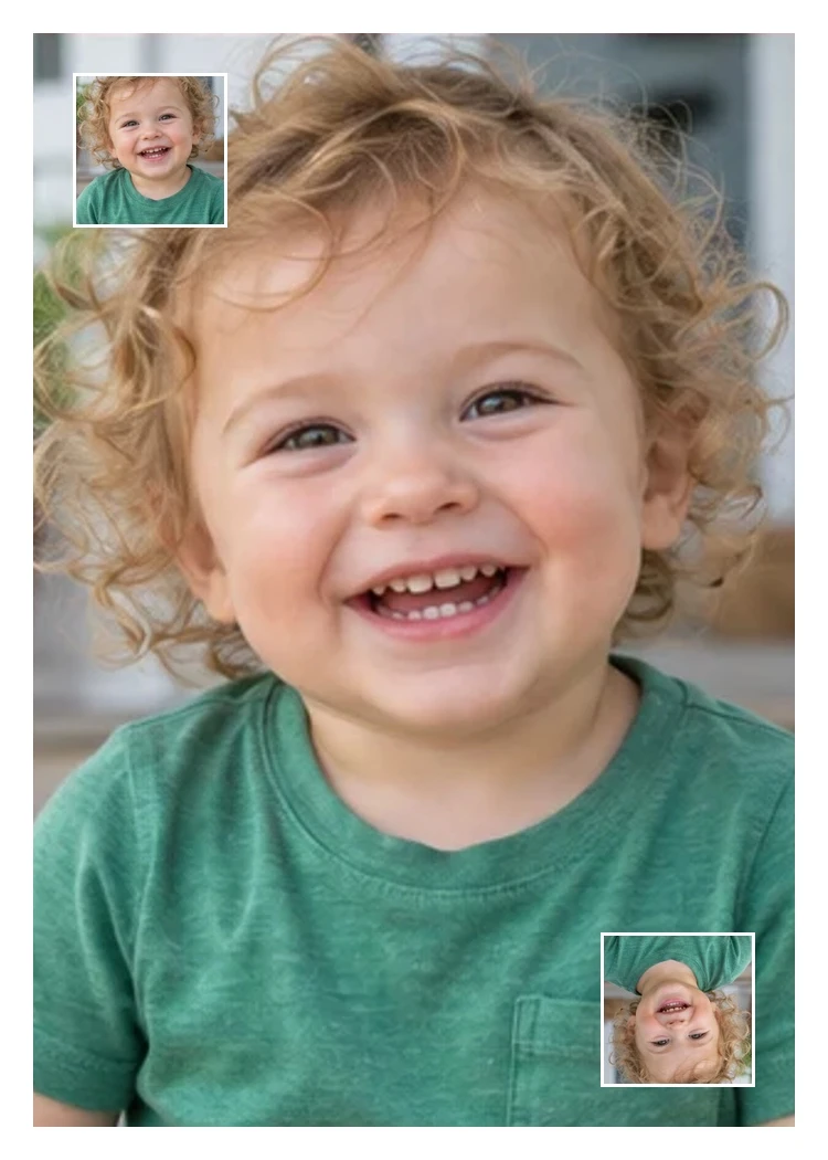 Example photo card 7, with white borders and matching corner photos
